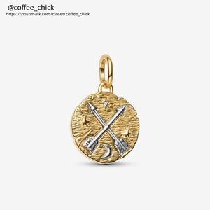 Pandora Crossing Arrows Medallion Charm|Pendant|Two-tone